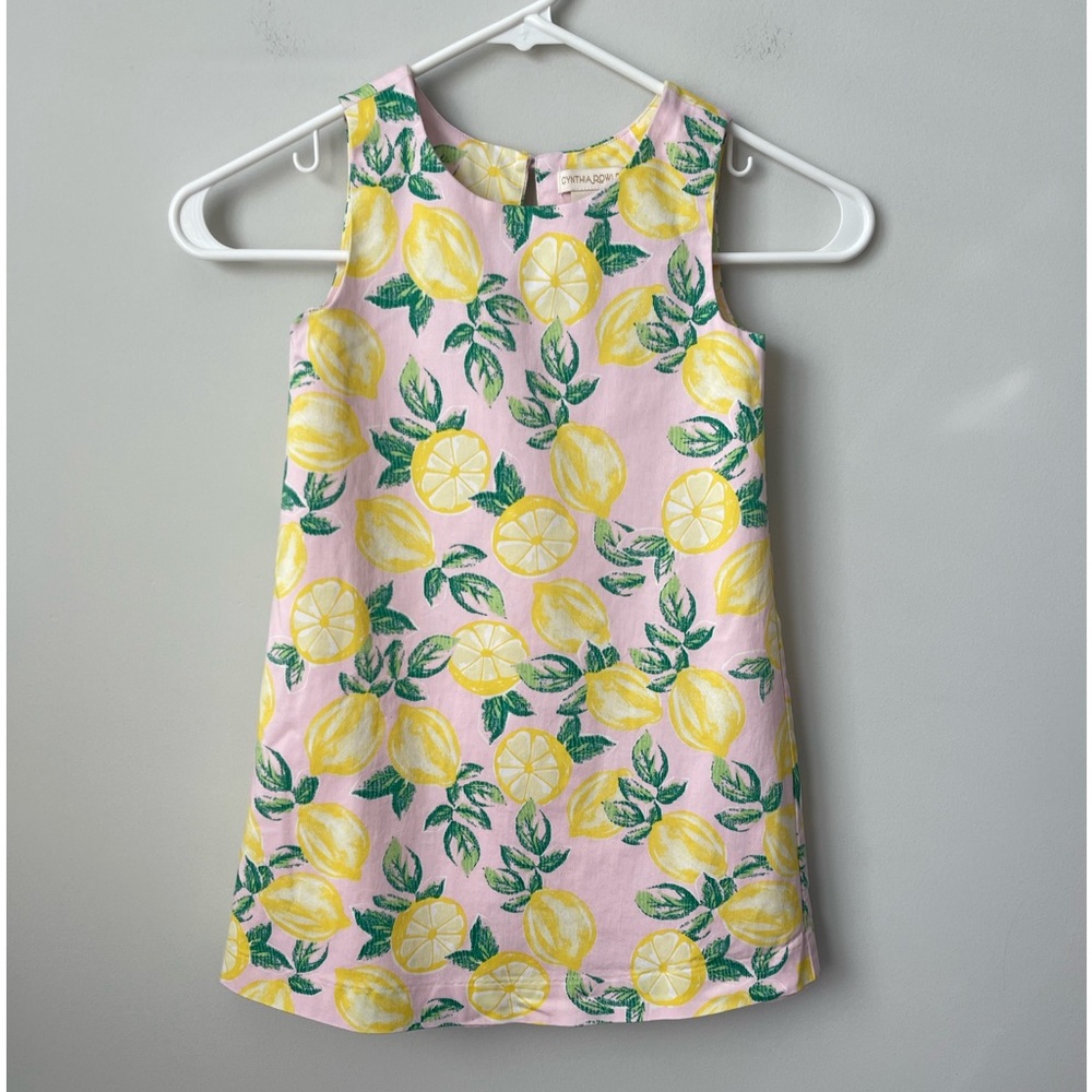 Cynthia Rowley girls dress size 5 pink with lemons
